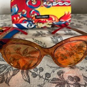 Dolce and Gabbana, pink, and orange sunglasses